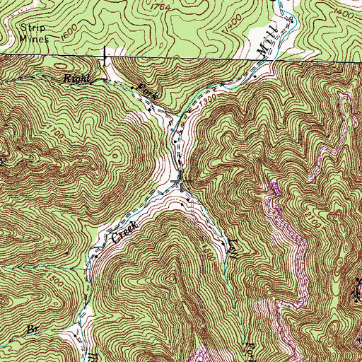 Topographic Map of Left Fork Mill Creek, KY