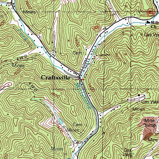 Topographic Map of Left Fork Millstone Creek, KY