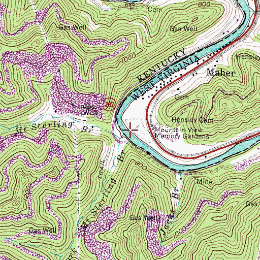 Topographic Map of Left Fork Mount Sterling Branch, KY