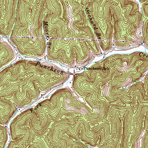 Topographic Map of Left Fork Puncheon Creek, KY