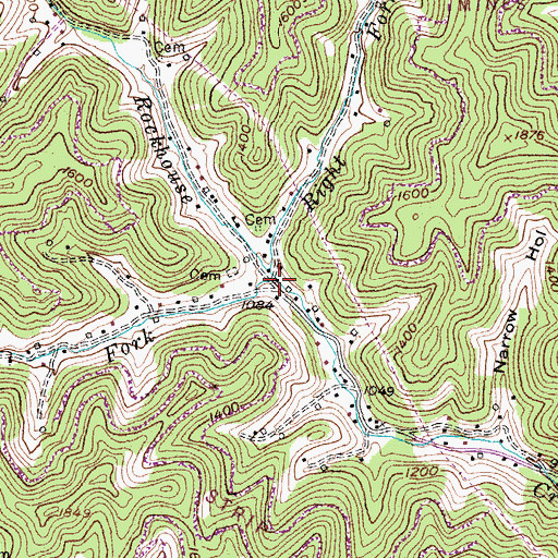 Topographic Map of Left Fork Rockhouse Creek, KY