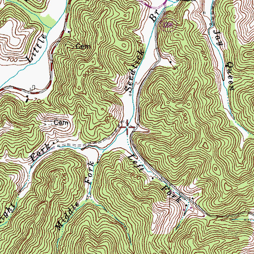 Topographic Map of Left Fork Seedtick Branch, KY