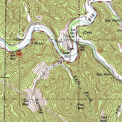 Topographic Map of Left Fork Spring Branch, KY