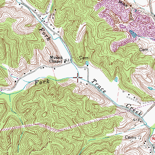 Topographic Map of Left Fork Trace Creek, KY