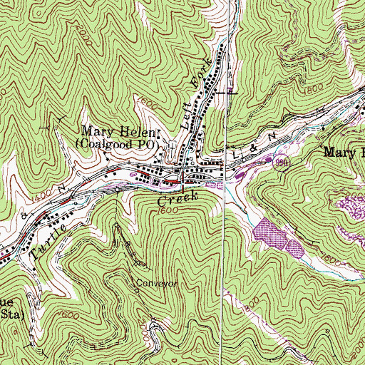 Topographic Map of Left Fork Turtle Creek, KY