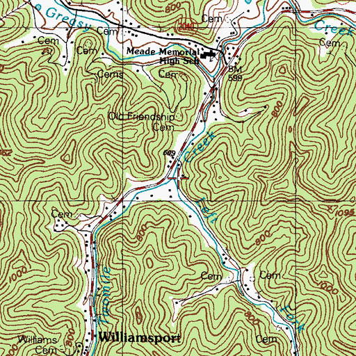 Topographic Map of Left Fork Twomile Creek, KY