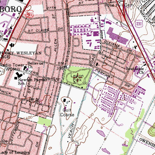 Topographic Map of Legion Park, KY