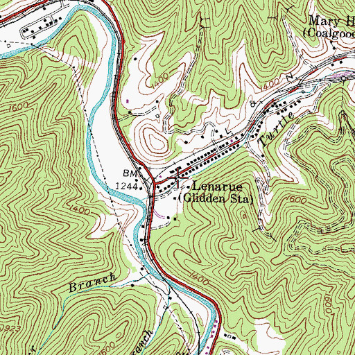 Topographic Map of Lenarue, KY
