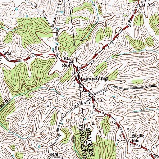 Topographic Map of Lenoxburg, KY