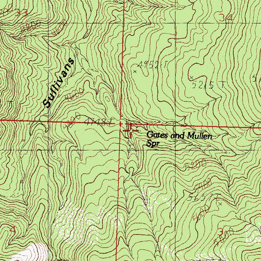 Topographic Map of Gates and Mullen Spring, AZ