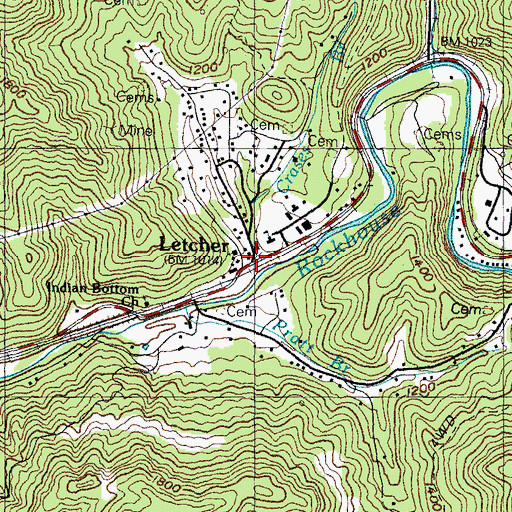 Topographic Map of Letcher, KY