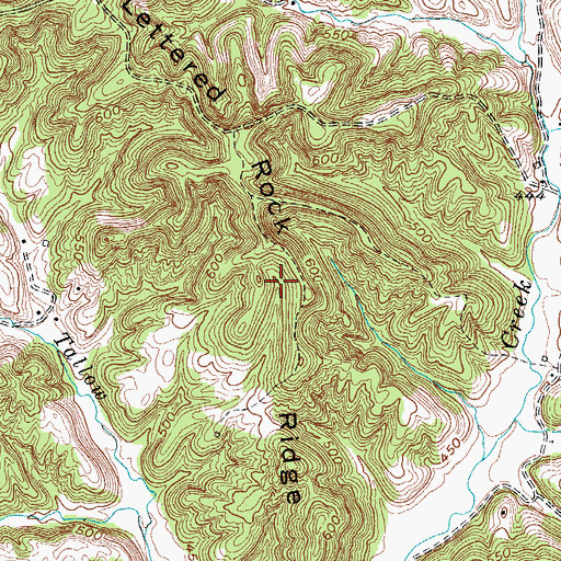 Topographic Map of Lettered Rock Ridge, KY