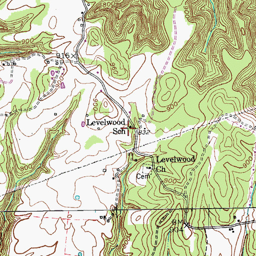 Topographic Map of Levelwood School, KY