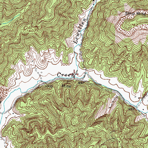Topographic Map of Lewellen Branch, KY