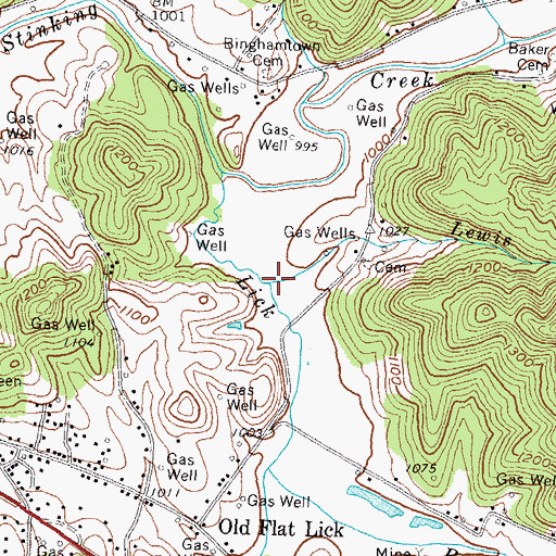 Topographic Map of Lewis Branch, KY