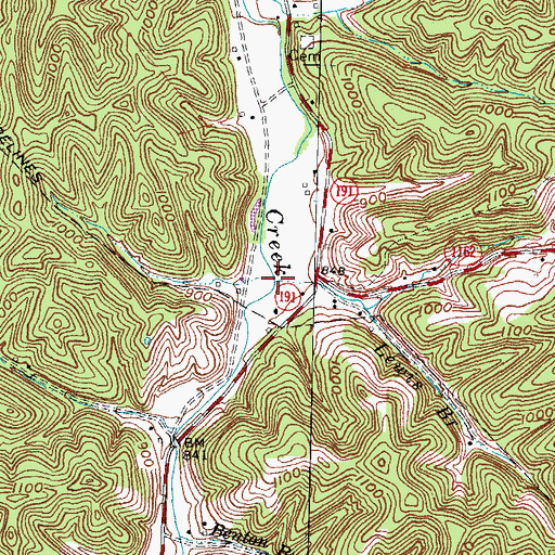 Topographic Map of Lewis Branch, KY