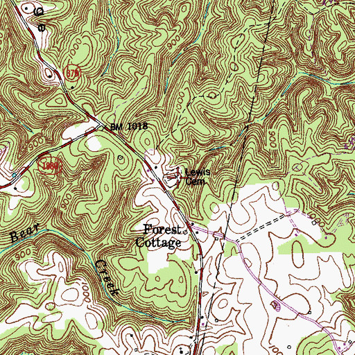 Topographic Map of Lewis Cemetery, KY