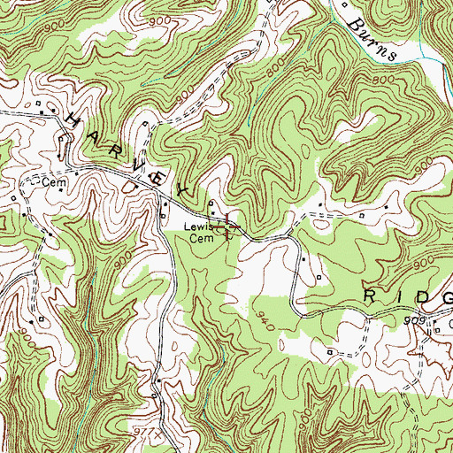 Topographic Map of Lewis Cemetery, KY