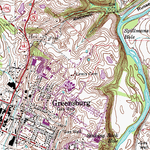 Topographic Map of Lewis Cemetery, KY