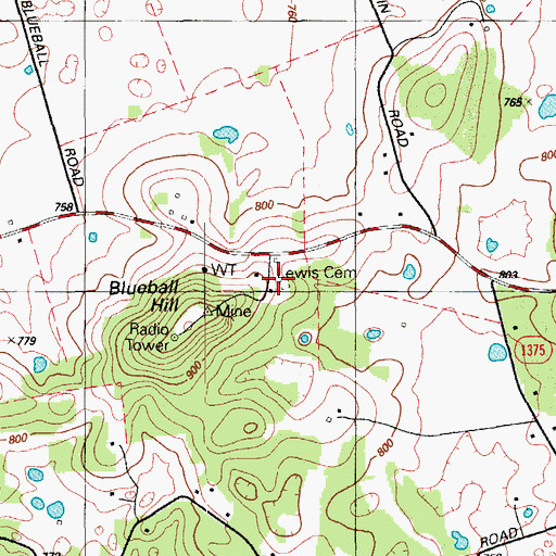 Topographic Map of Lewis Cemetery, KY