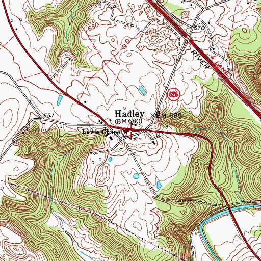 Topographic Map of Lewis Chapel, KY