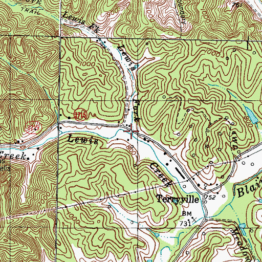 Topographic Map of Lewis Fork, KY