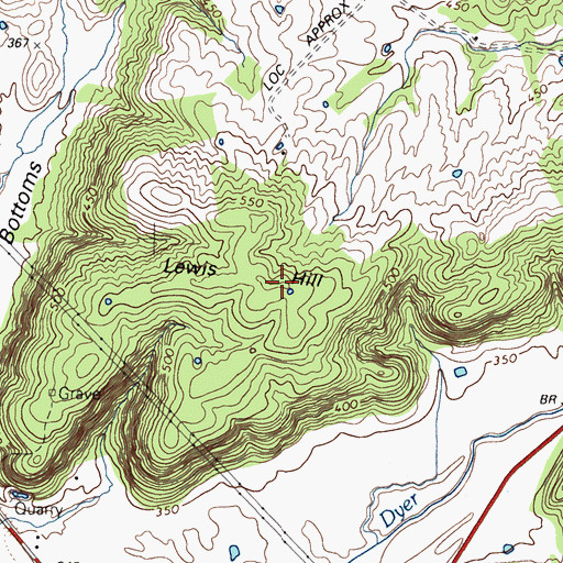 Topographic Map of Lewis Hill, KY