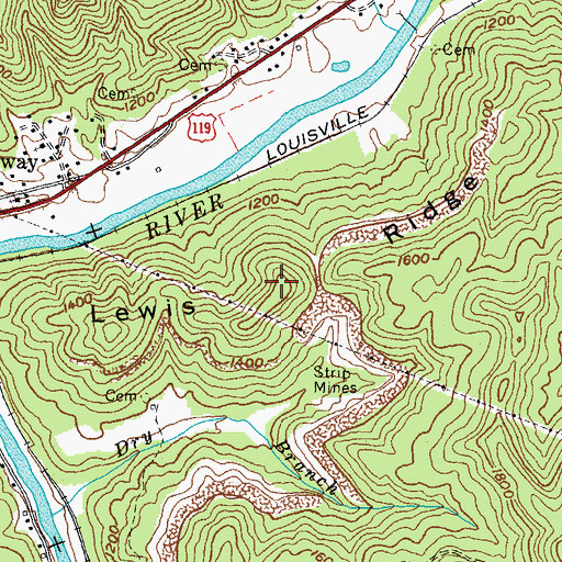 Topographic Map of Lewis Ridge, KY