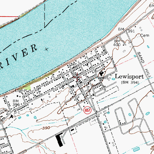 Topographic Map of Lewisport, KY