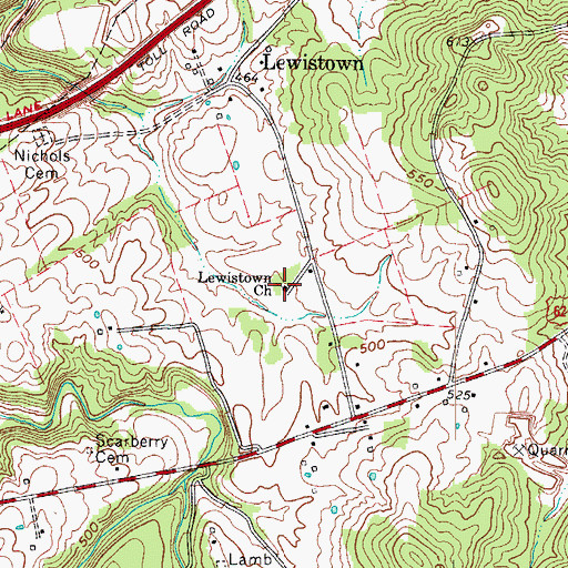 Topographic Map of Lewistown Christian Church, KY