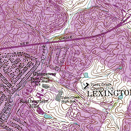 Topographic Map of Lexington, KY