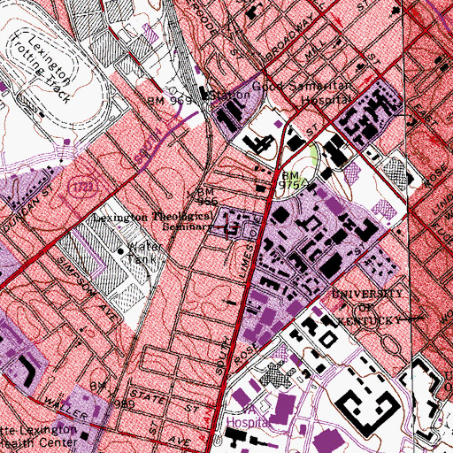 Topographic Map of Lexington Theological Seminary, KY