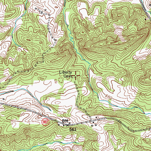 Topographic Map of Liberty Cemetery, KY