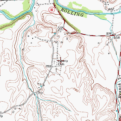 Topographic Map of Liberty Cemetery, KY