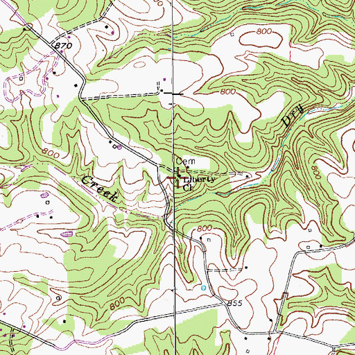 Topographic Map of Liberty Church, KY