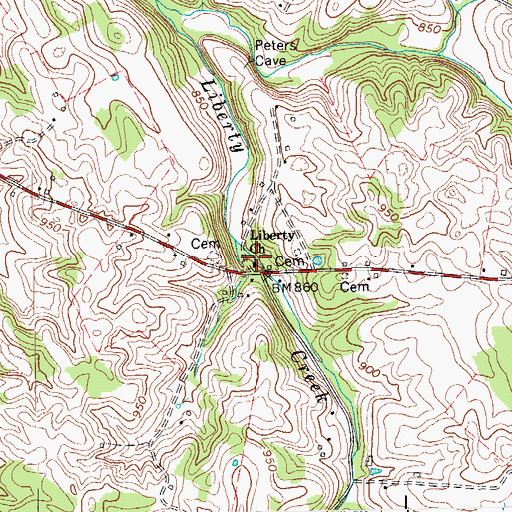 Topographic Map of Liberty Church, KY