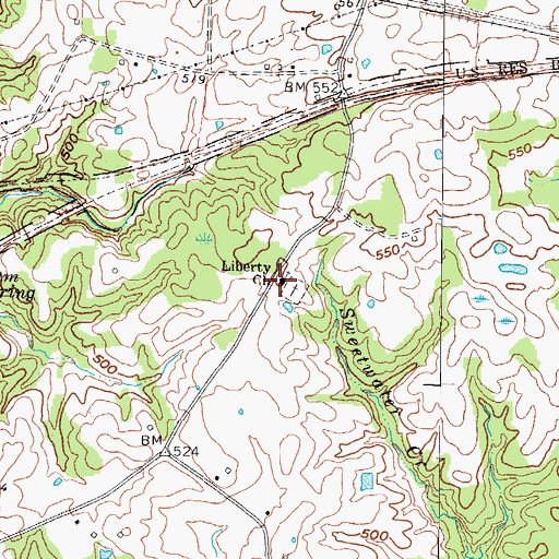 Topographic Map of Liberty Church, KY