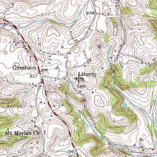 Topographic Map of Liberty Church, KY