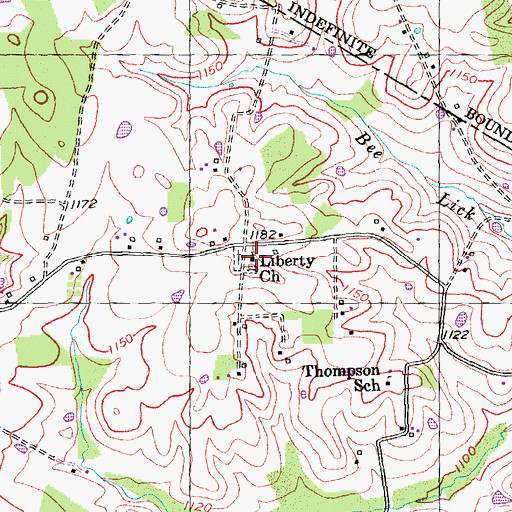 Topographic Map of Liberty Church, KY