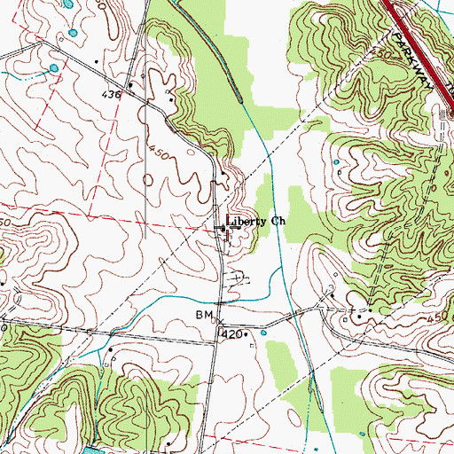 Topographic Map of Liberty Church, KY