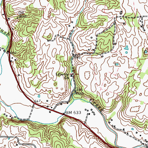 Topographic Map of Liberty Church, KY