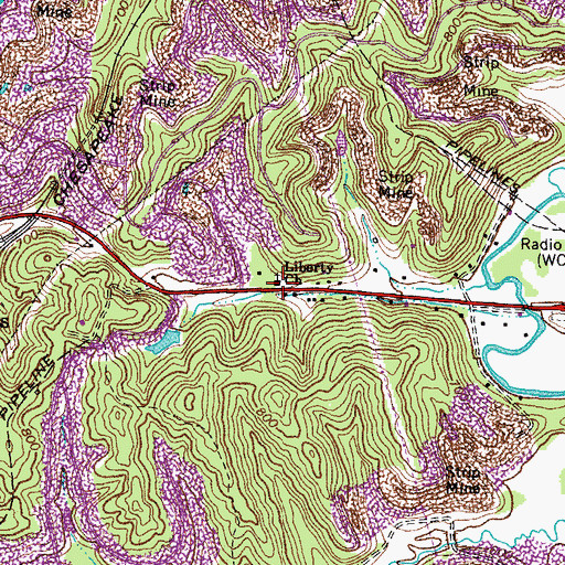 Topographic Map of Liberty Church, KY