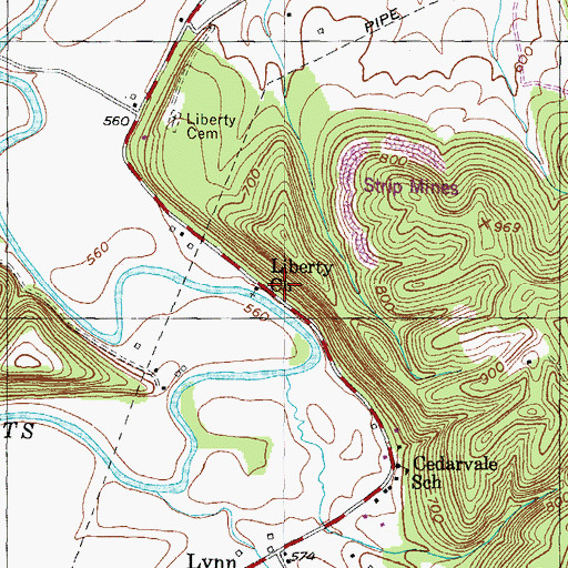 Topographic Map of Liberty Methodist Church, KY