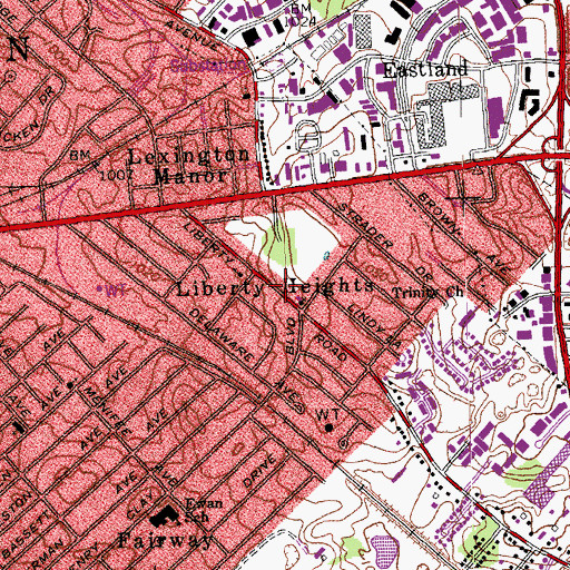 Topographic Map of Liberty Heights, KY
