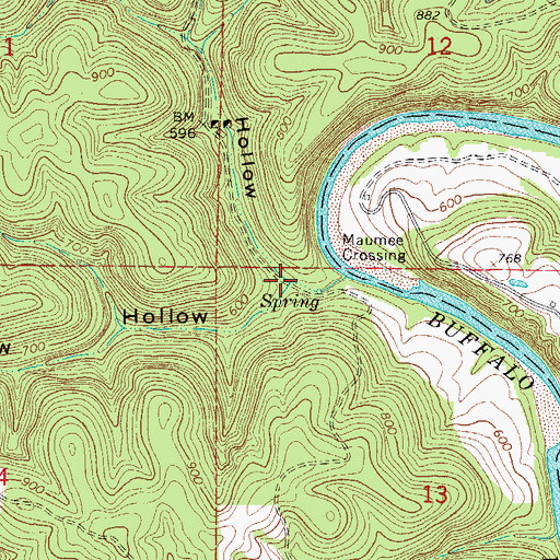 Topographic Map of Green Haw Hollow, AR