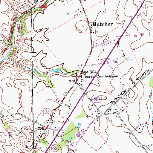 Topographic Map of Liberty-Cumberland Church, KY