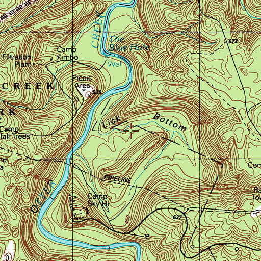 Topographic Map of Lick Bottom, KY