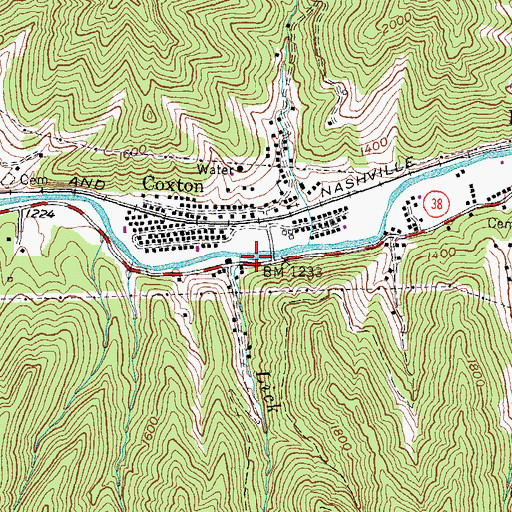 Topographic Map of Lick Branch, KY