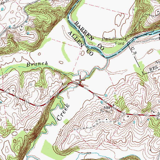 Topographic Map of Lick Branch, KY