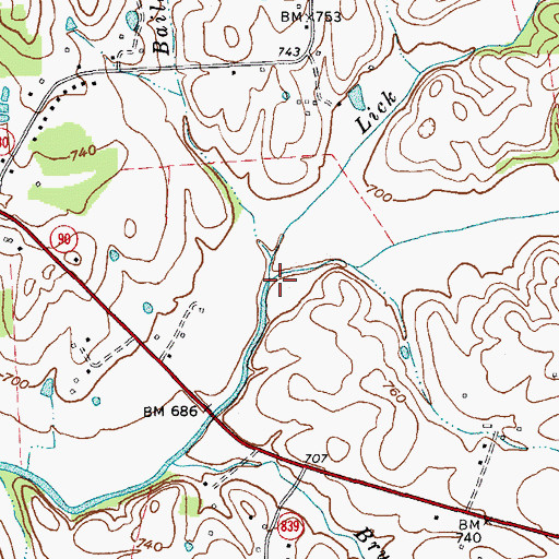 Topographic Map of Lick Branch, KY